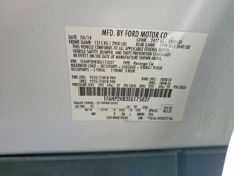 Aukcja sprzedaży 2014 Ford Taurus, vin: 1FAHP2H83EG175027, numer aukcji: 62245216
