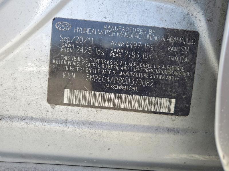 60485706 :رقم المزاد ، 5NPEC4AB8CH379082 vin ، 2012 Hyundai Sonata مزاد بيع