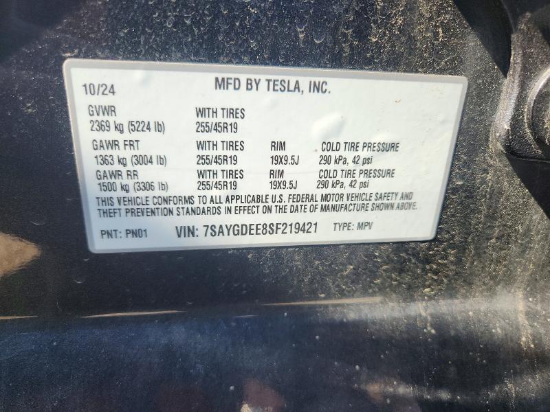 Aukcja sprzedaży 2025 Tesla Model Y, vin: 7SAYGDEE8SF219421, numer aukcji: 59256836