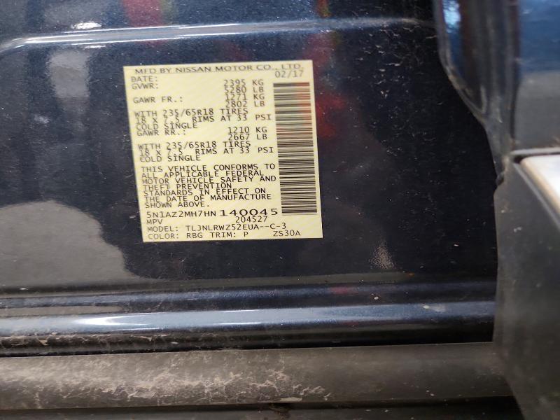 Продаж на аукціоні авто 2017 Nissan Murano, vin: 5N1AZ2MH7HN140045, номер лоту: 59792646