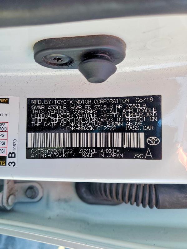 Aukcja sprzedaży 2019 Toyota C-hr, vin: JTNKHMBX3K1012722, numer aukcji: 61730856