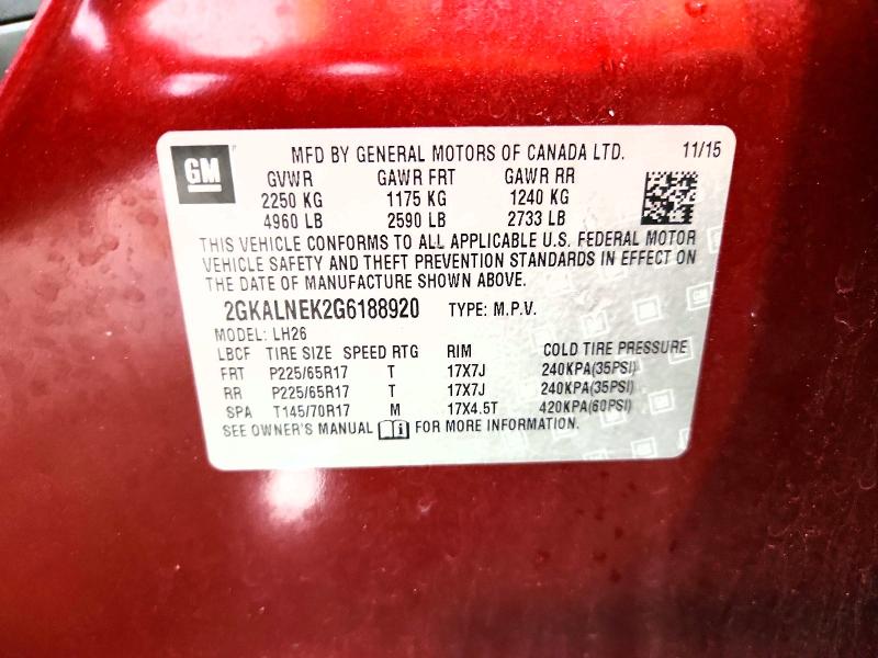 2016 Gmc Terrain მანქანა იყიდება აუქციონზე, vin: 2GKALNEK2G6188920, აუქციონის ნომერი: 60501436
