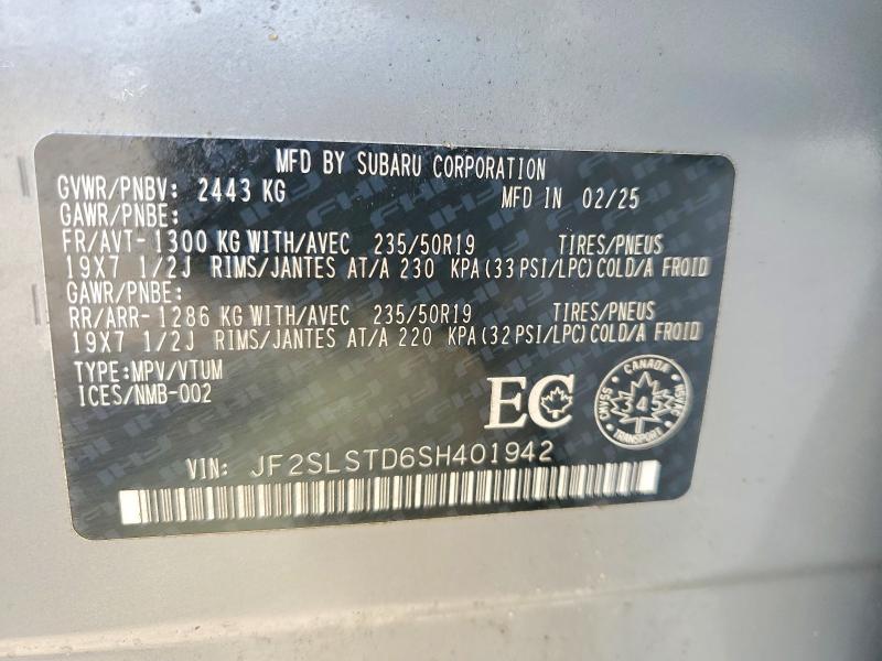 59679276 :رقم المزاد ، JF2SLSTD6SH401942 vin ، 2025 Subaru Forester مزاد بيع