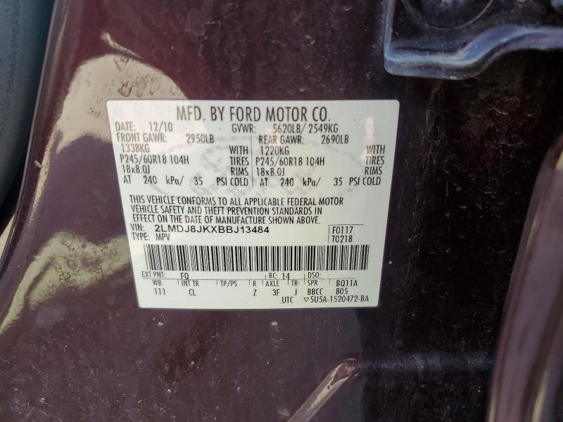 Aukcja sprzedaży 2011 Lincoln Mkx, vin: 2LMDJ8JKXBBJ13484, numer aukcji: 60441856