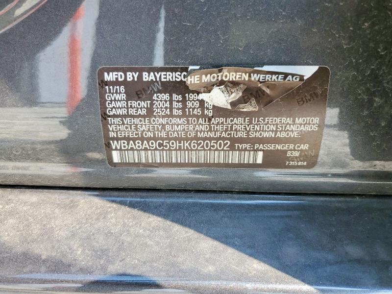 Продаж на аукціоні авто 2017 Bmw 320, vin: WBA8A9C59HK620502, номер лоту: 62778336