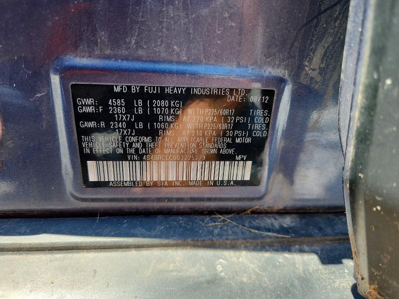 Aukcja sprzedaży 2013 Subaru Outback, vin: 4S4BRCCC0D3225279, numer aukcji: 60525136