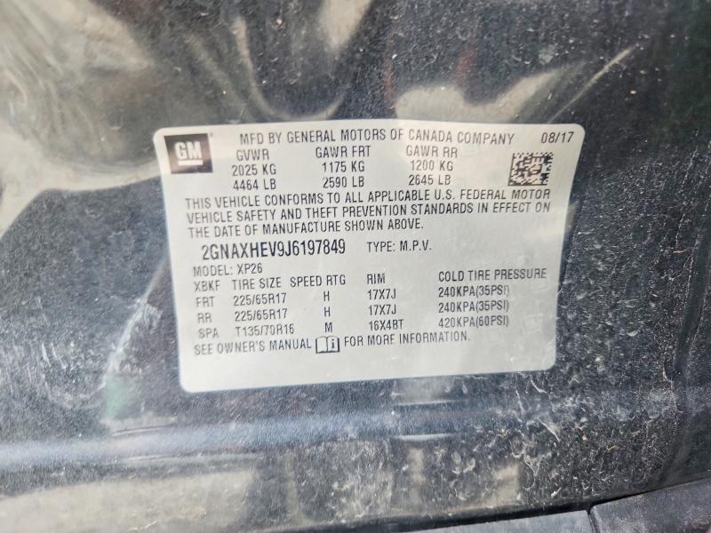 2018 Chevrolet Equinox მანქანა იყიდება აუქციონზე, vin: 2GNAXHEV9J6197849, აუქციონის ნომერი: 61194266