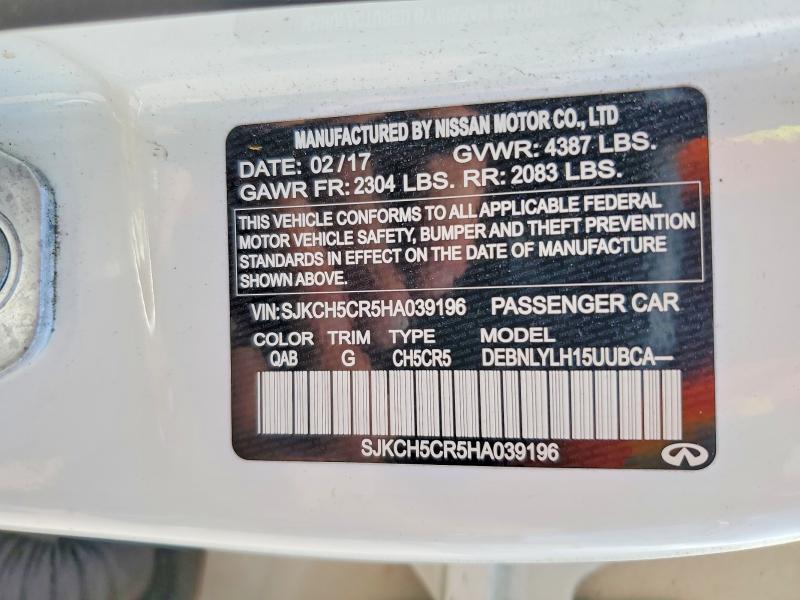 61084966 :رقم المزاد ، SJKCH5CR5HA039196 vin ، 2017 Infiniti Qx30 مزاد بيع