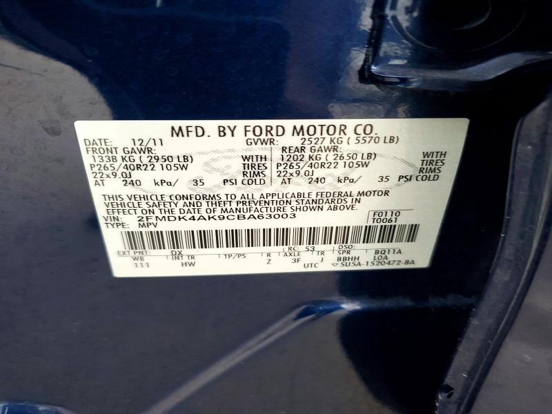 Auction sale of the 2012 Ford Edge, vin: 2FMDK4AK9CBA63003, lot number: 62339326