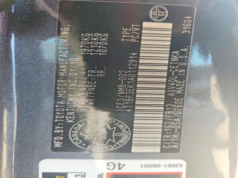 57201886 :رقم المزاد ، 4T1BF3EK1AU112914 vin ، 2010 Toyota Camry مزاد بيع