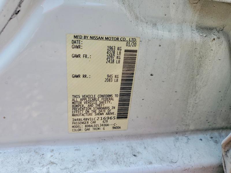 Продаж на аукціоні авто 2020 Nissan Altima, vin: 1N4BL4BV1LC216965, номер лоту: 60702076