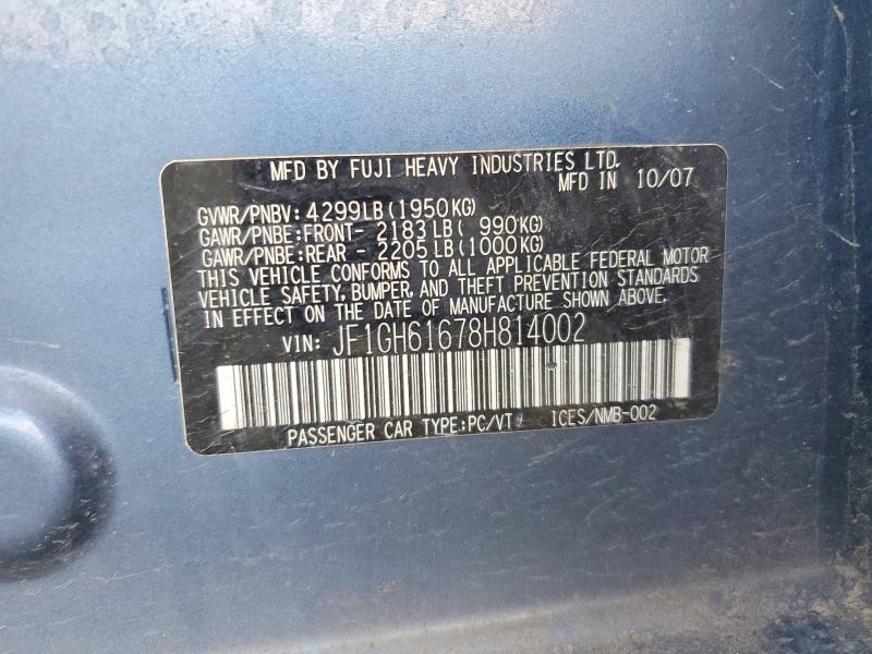 Продажа на аукционе авто 2008 Subaru Impreza, vin: JF1GH61678H814002, номер лота: 61737876