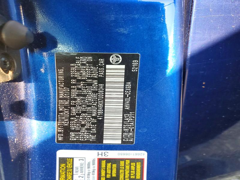 85978245 :رقم المزاد ، 4T1BB46KX7U008348 vin ، 2007 Toyota Camry مزاد بيع