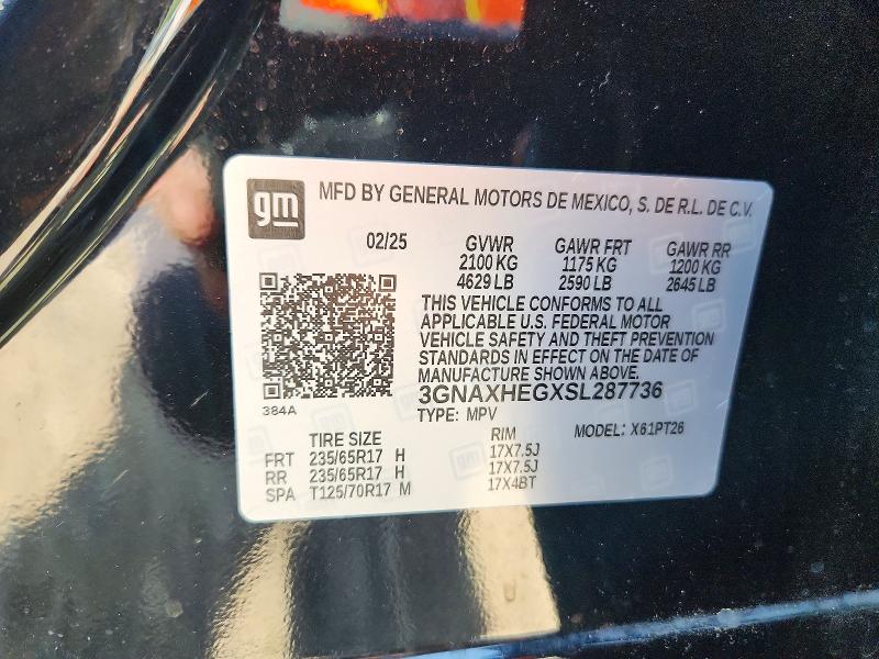 Aukcja sprzedaży 2025 Chevrolet Equinox, vin: 3GNAXHEGXSL287736, numer aukcji: 60679716