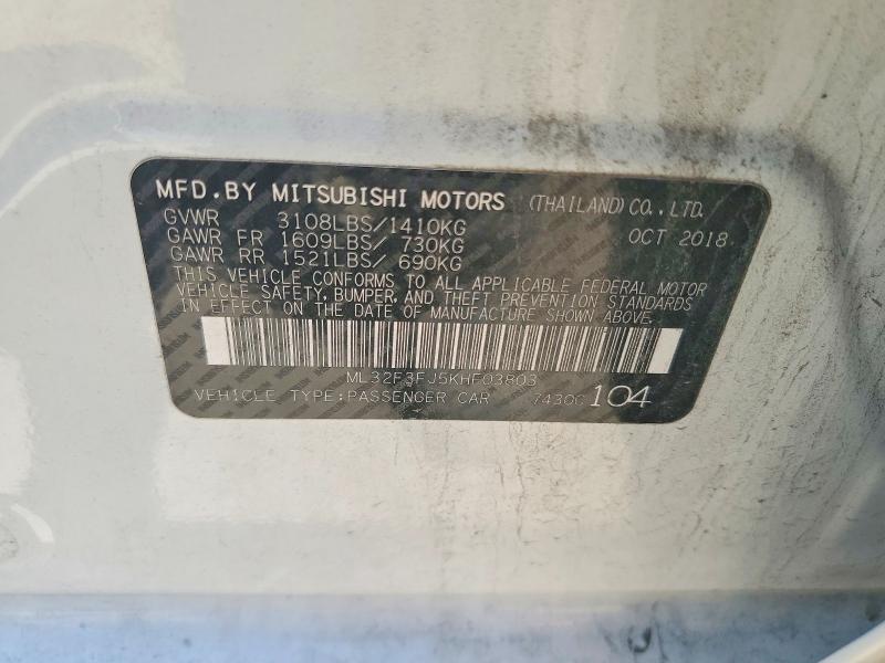 Продаж на аукціоні авто 2019 Mitsubishi Mirage, vin: ML32F3FJ5KHF03803, номер лоту: 61441466