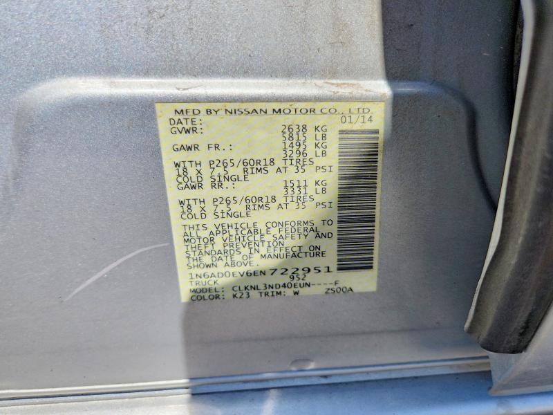 Продажа на аукционе авто 2014 Nissan Frontier, vin: 1N6AD0EV6EN722951, номер лота: 62324226