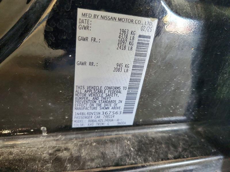 59717426 :رقم المزاد ، 1N4BL4DV1SN367563 vin ، 2025 Nissan Altima مزاد بيع