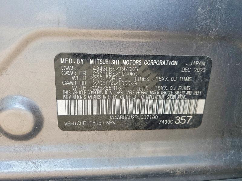 2024 Mitsubishi Outlander Sport მანქანა იყიდება აუქციონზე, vin: JA4ARUAU2RU007180, აუქციონის ნომერი: 62905416
