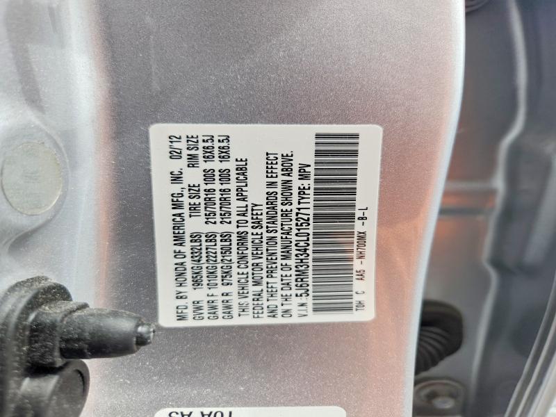 2012 Honda Cr-v მანქანა იყიდება აუქციონზე, vin: 5J6RM3H34CL015271, აუქციონის ნომერი: 60805626