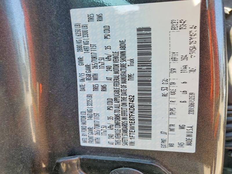 Продажа на аукционе авто 2015 Ford F150, vin: 1FTEW1E87FKD67452, номер лота: 62771026