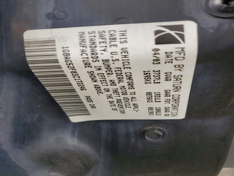 61808526 :رقم المزاد ، 1G8AG52F03Z172246 vin ، 2003 Saturn Ion مزاد بيع