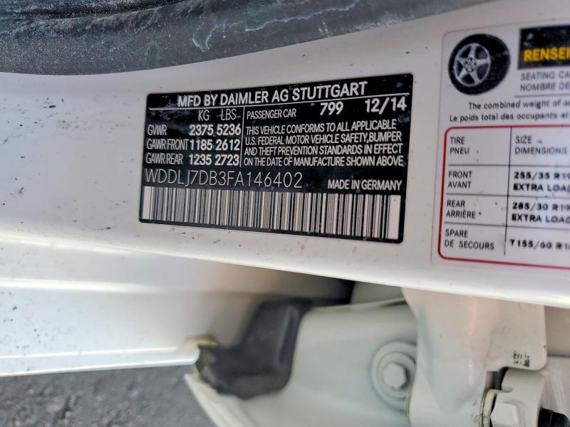 Aukcja sprzedaży 2015 Mercedes-benz Cls, vin: WDDLJ7DB3FA146402, numer aukcji: 63326296