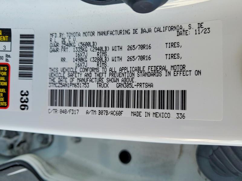 Продажа на аукционе авто 2023 Toyota Tacoma, vin: 3TMCZ5AN1PM651753, номер лота: 61513766