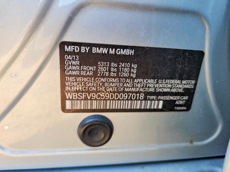 2013 Bmw M5 მანქანა იყიდება აუქციონზე, vin: WBSFV9C59DD097018, აუქციონის ნომერი: 61999416