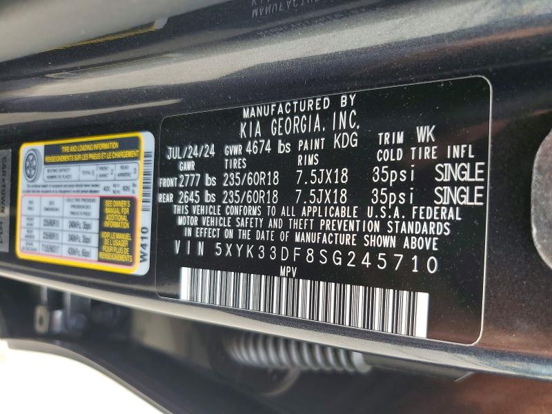 59104326 :رقم المزاد ، 5XYK33DF8SG245710 vin ، 2025 Kia Sportage مزاد بيع