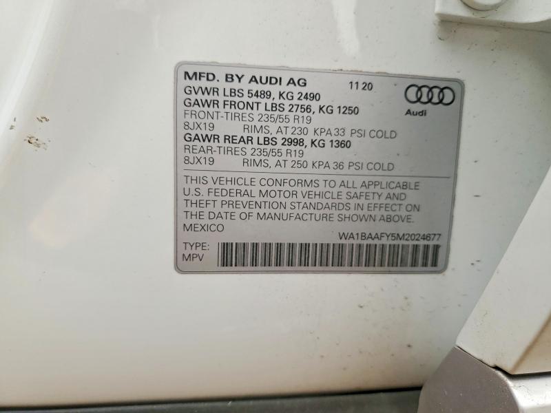 Aukcja sprzedaży 2021 Audi Q5, vin: WA1BAAFY5M2024677, numer aukcji: 61095276