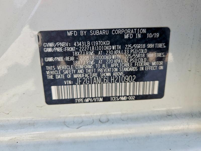 2020 Subaru Crosstrek მანქანა იყიდება აუქციონზე, vin: JF2GTANC6LH210902, აუქციონის ნომერი: 59242916