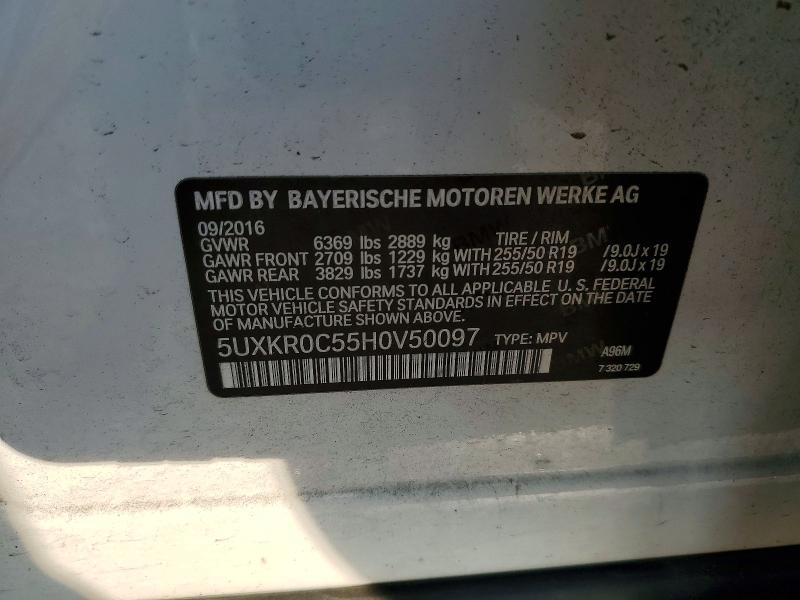 59959046 :رقم المزاد ، 5UXKR0C55H0V50097 vin ، 2017 Bmw X5 مزاد بيع