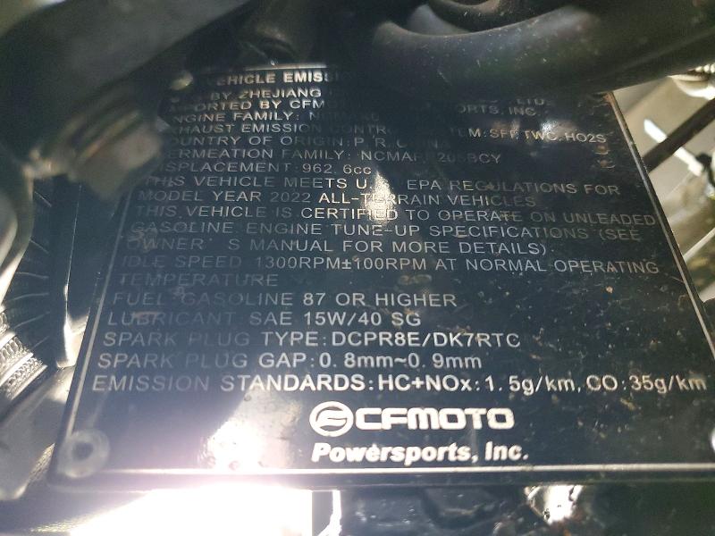 Aukcja sprzedaży 2022 Cfmoto Uforce, vin: LCELV1Z23N6005884, numer aukcji: 60964676