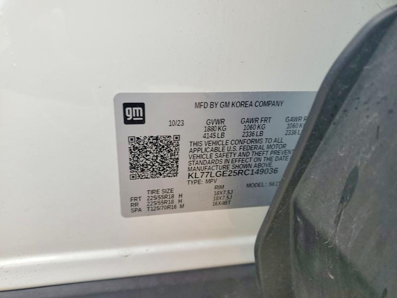 Aukcja sprzedaży 2024 Chevrolet Trax, vin: KL77LGE25RC149036, numer aukcji: 62944546