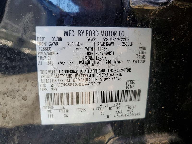 Aukcja sprzedaży 2008 Ford Edge, vin: 2FMDK38C08BA86217, numer aukcji: 60070346