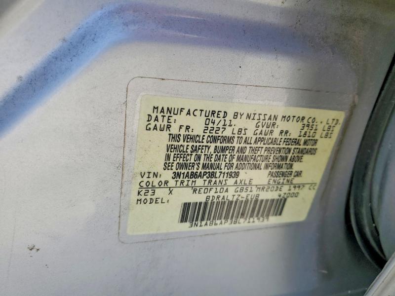 Aukcja sprzedaży 2011 Nissan Sentra, vin: 3N1AB6AP3BL711939, numer aukcji: 59824636