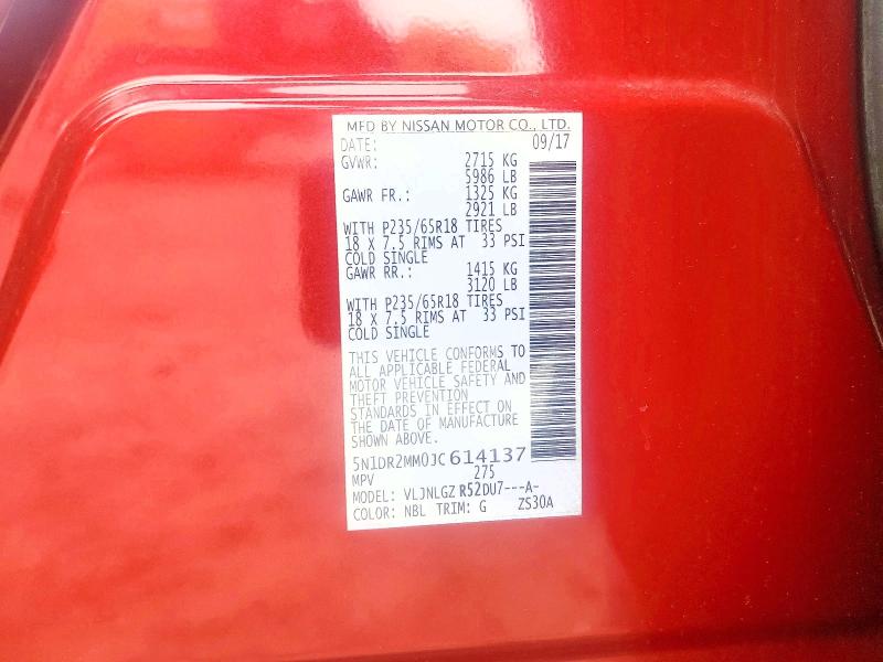 59278336 :رقم المزاد ، 5N1DR2MM0JC614137 vin ، 2018 Nissan Pathfinder مزاد بيع
