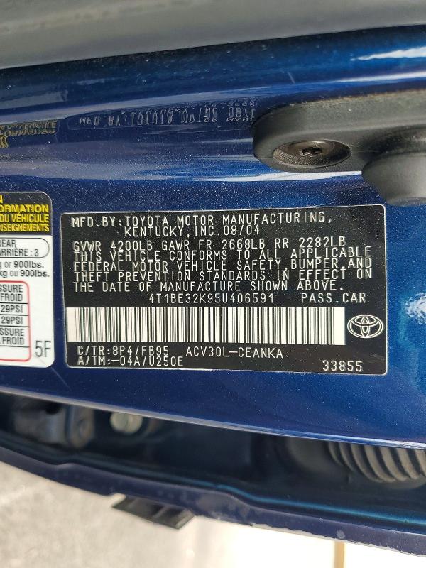2005 Toyota Camry მანქანა იყიდება აუქციონზე, vin: 4T1BE32K95U406591, აუქციონის ნომერი: 62067116