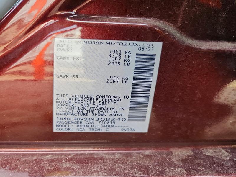 61300706 :رقم المزاد ، 1N4BL4DV9RN308240 vin ، 2024 Nissan Altima مزاد بيع