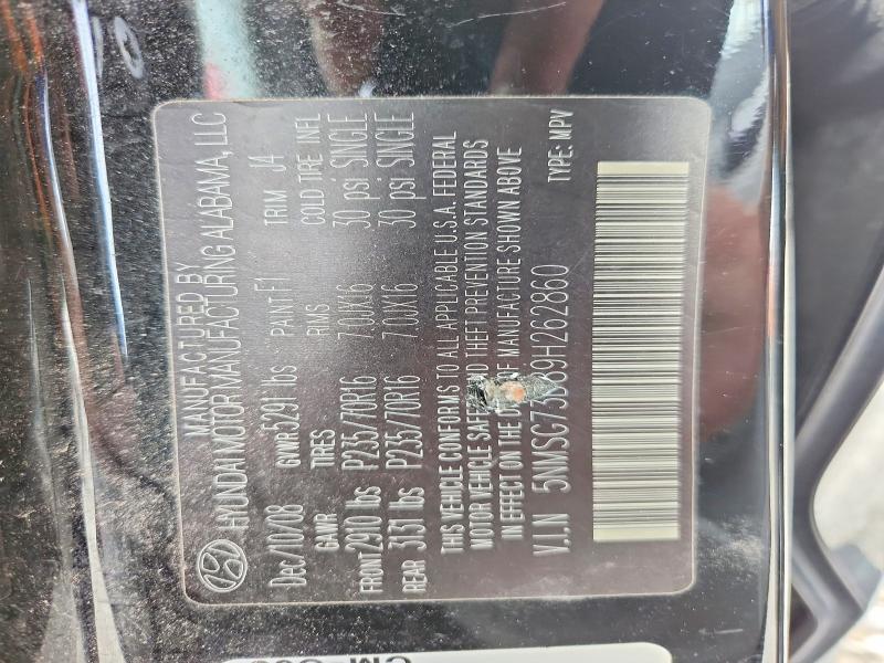 Aukcja sprzedaży 2009 Hyundai Santa Fe, vin: 5NMSG73D89H262860, numer aukcji: 59880636