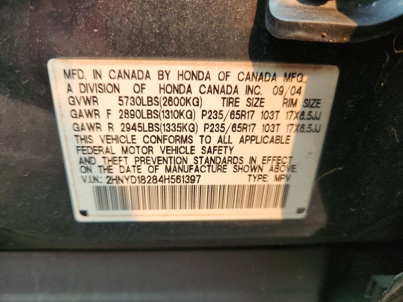 60370256 :رقم المزاد ، 2HNYD18284H561397 vin ، 2004 Acura Mdx مزاد بيع
