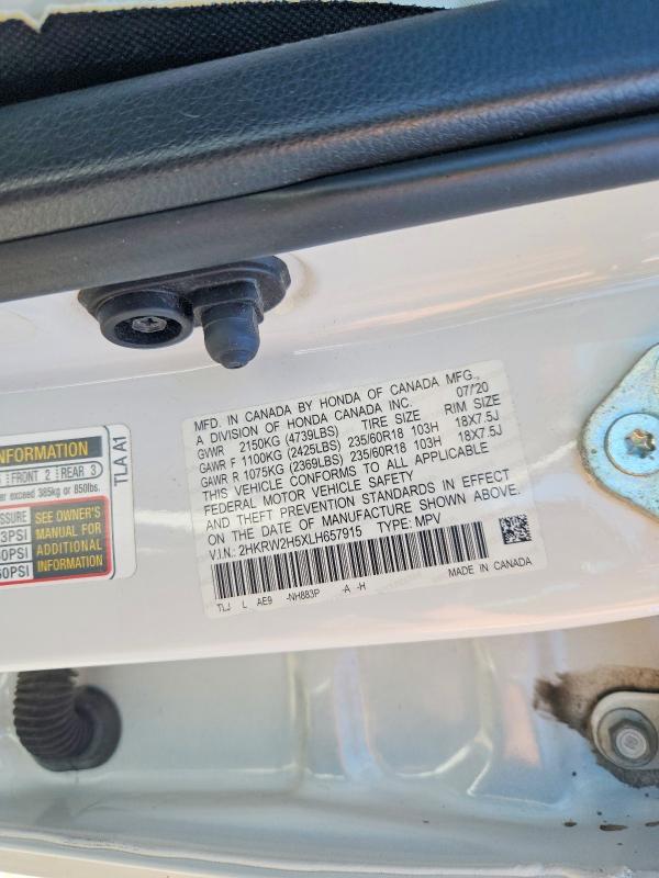 62047526 :رقم المزاد ، 2HKRW2H5XLH657915 vin ، 2020 Honda Cr-v مزاد بيع
