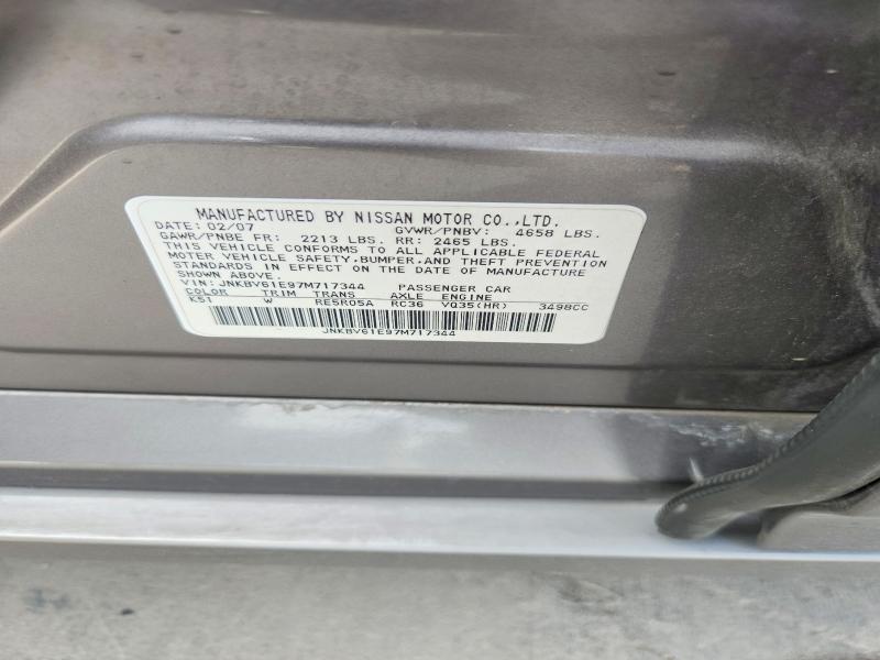 62283616 :رقم المزاد ، JNKBV61E97M717344 vin ، 2007 Infiniti G35 مزاد بيع
