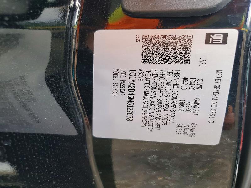 Aukcja sprzedaży 2021 Chevrolet Corvette, vin: 1G1YA2D46M5122078, numer aukcji: 62831626