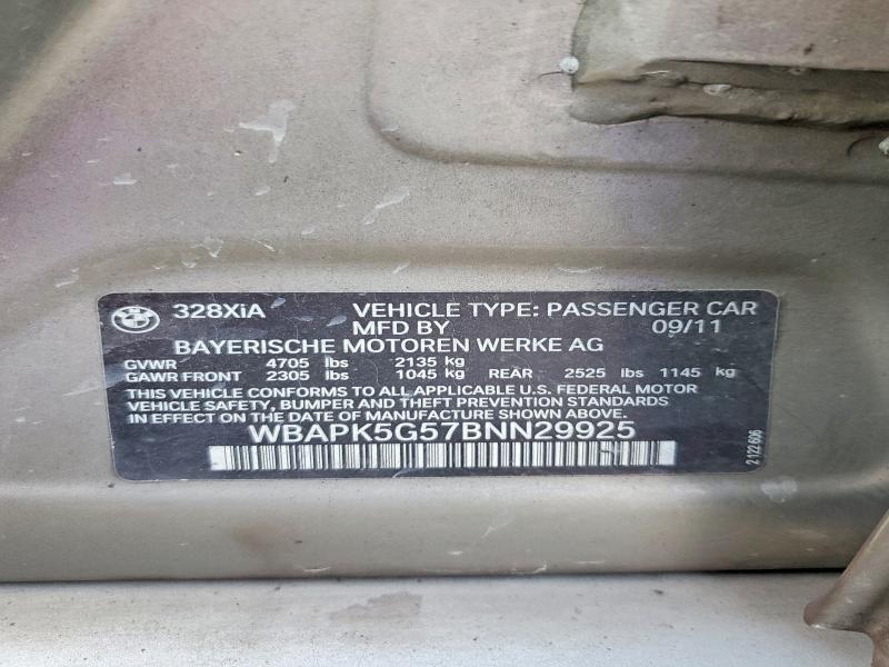 Продажа на аукционе авто 2011 Bmw 328, vin: WBAPK5G57BNN29925, номер лота: 60449306