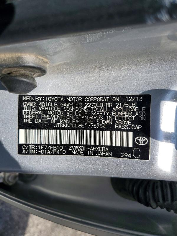 Aukcja sprzedaży 2014 Toyota Prius, vin: JTDKN3DU8E1775754, numer aukcji: 60226536