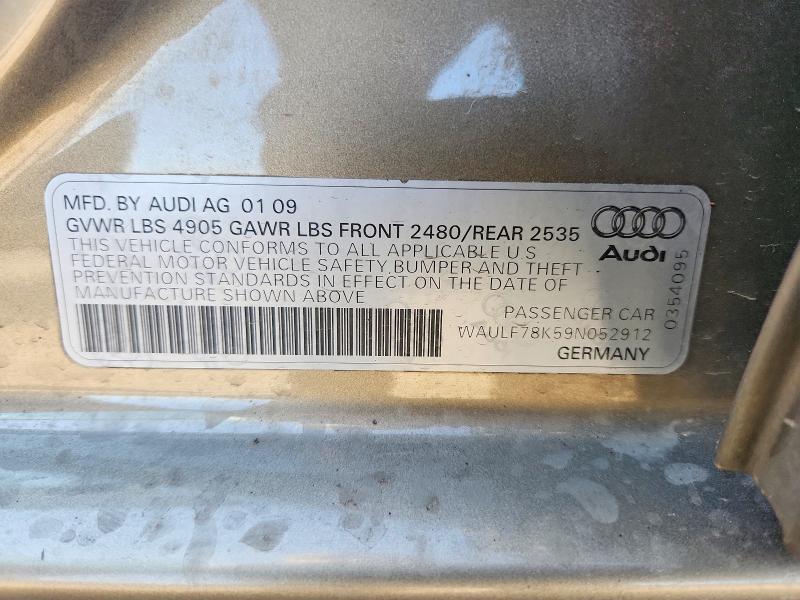 Продаж на аукціоні авто 2009 Audi A4, vin: WAULF78K59N052912, номер лоту: 60980916