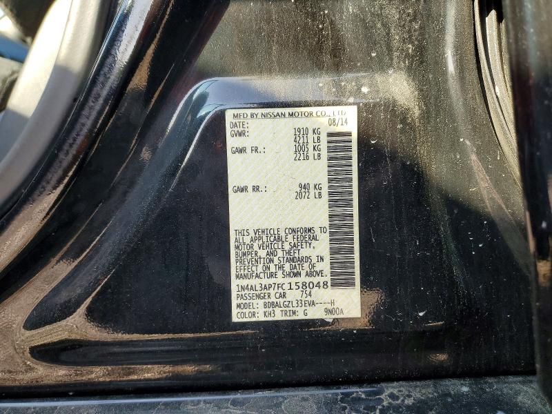 2015 Nissan Altima მანქანა იყიდება აუქციონზე, vin: 1N4AL3AP7FC158048, აუქციონის ნომერი: 59529816