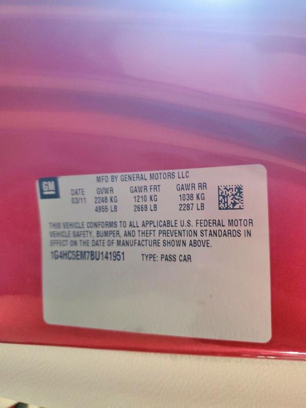 2011 Buick Lucerne მანქანა იყიდება აუქციონზე, vin: 1G4HC5EM7BU141951, აუქციონის ნომერი: 60827286