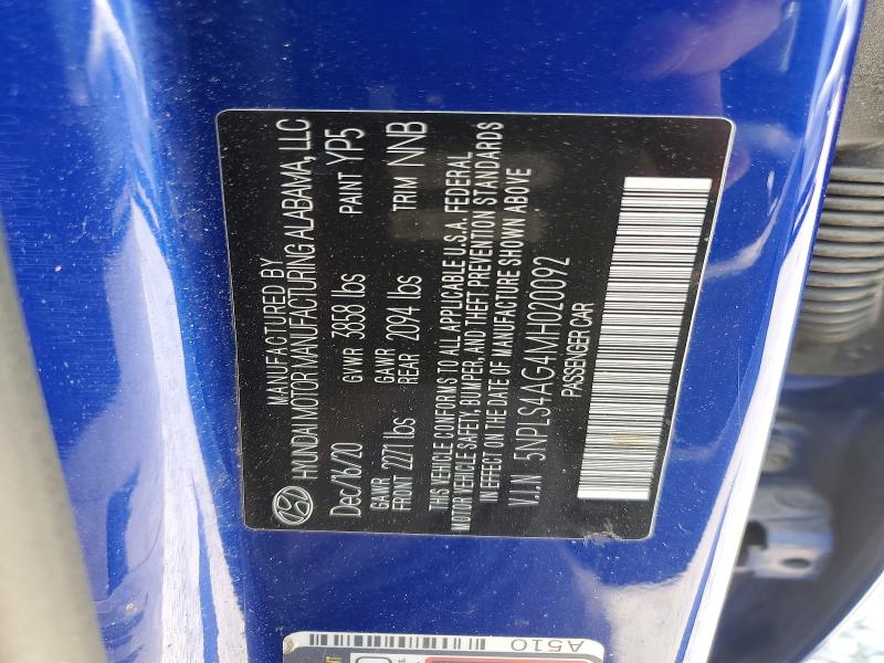 Продажа на аукционе авто 2021 Hyundai Elantra, vin: 5NPLS4AG4MH020092, номер лота: 60934776